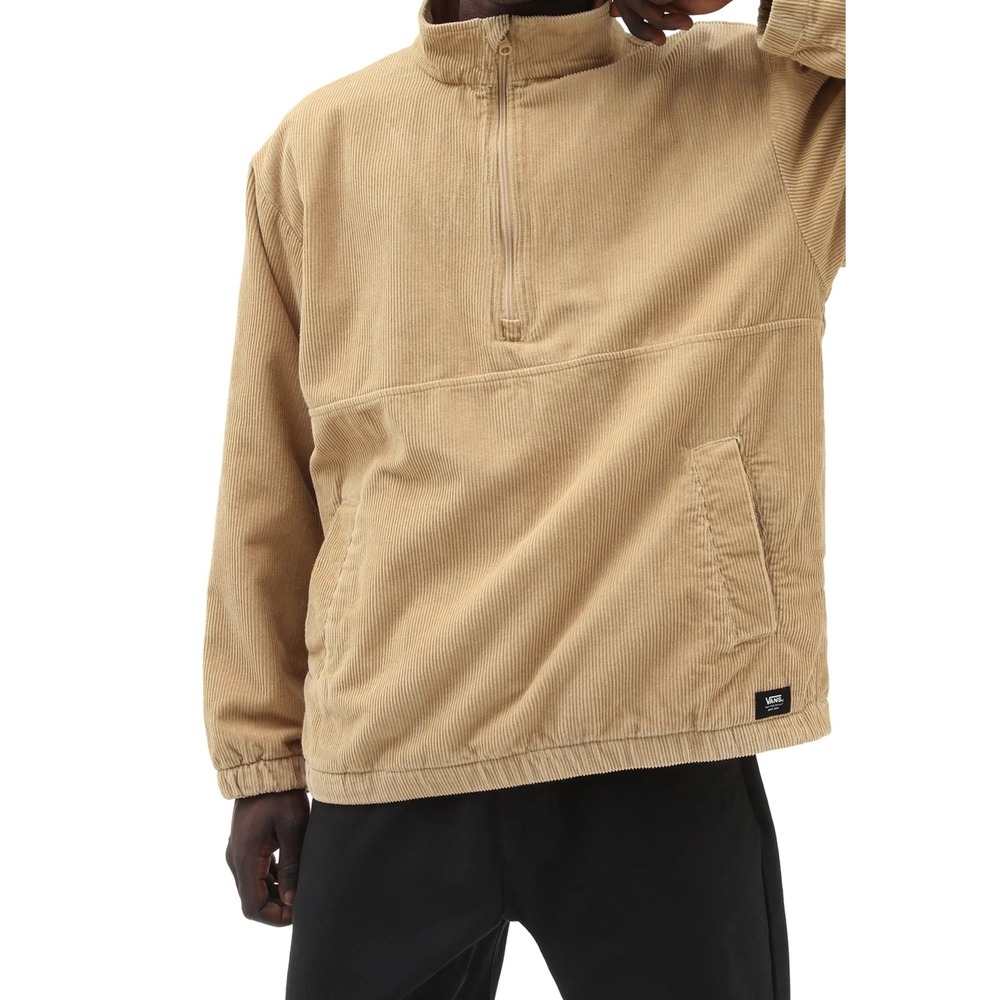 Vans Blake Corduroy Anorak Zip Pullover Jacket Tan Mens XL Mock Neck Skater